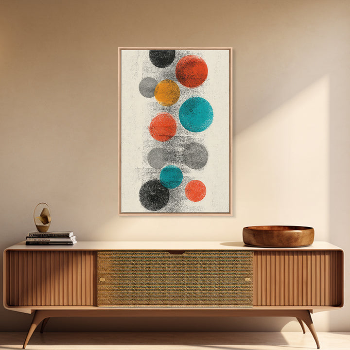 Retro Floating Circles Abstract Wall Art, Mid Century Modern Art Print, Atomic Geometric Decor, Colorful MCM Living Room