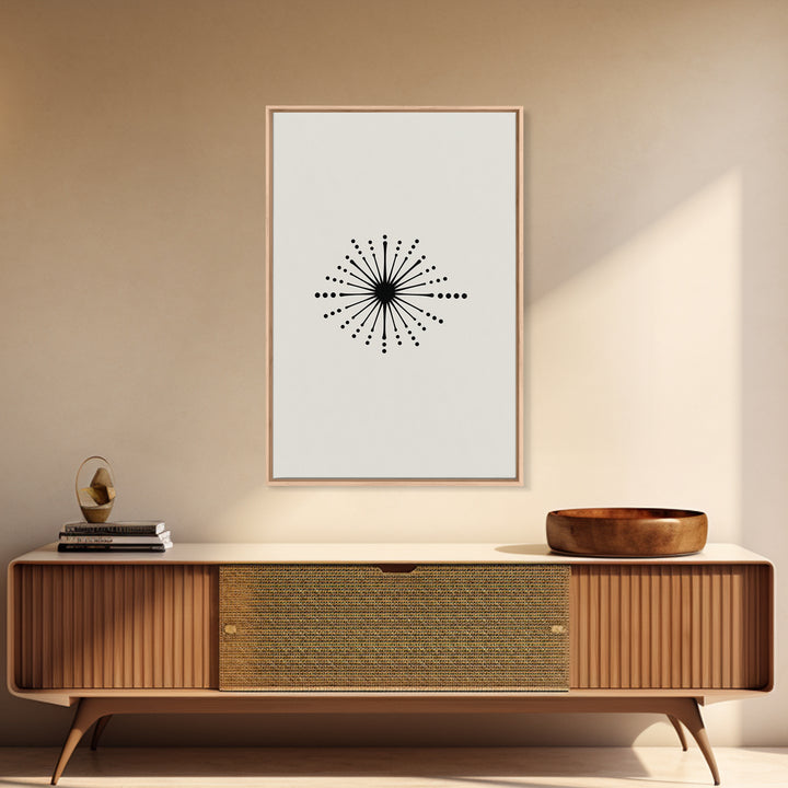 Cream Atomic Burst Canvas Print, Mid Century Modern Abstract Art, Retro Geometric Poster, Minimalist MCM Wall Decor For Office