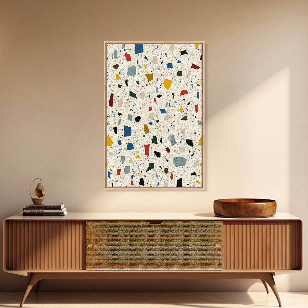 Speckled Confetti Terrazzo Shards Wall Art, Midcentury Modern Print, Colorful Geometric Abstract Home Office Living Room Decor