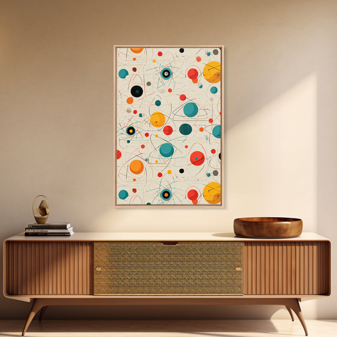 Atomic Teal Orange Planets And Orbit Lines Wall Art, Midcentury Modern Art, Retro Abstract Print, MCM Wall Decor, Modern Home Decor Gift
