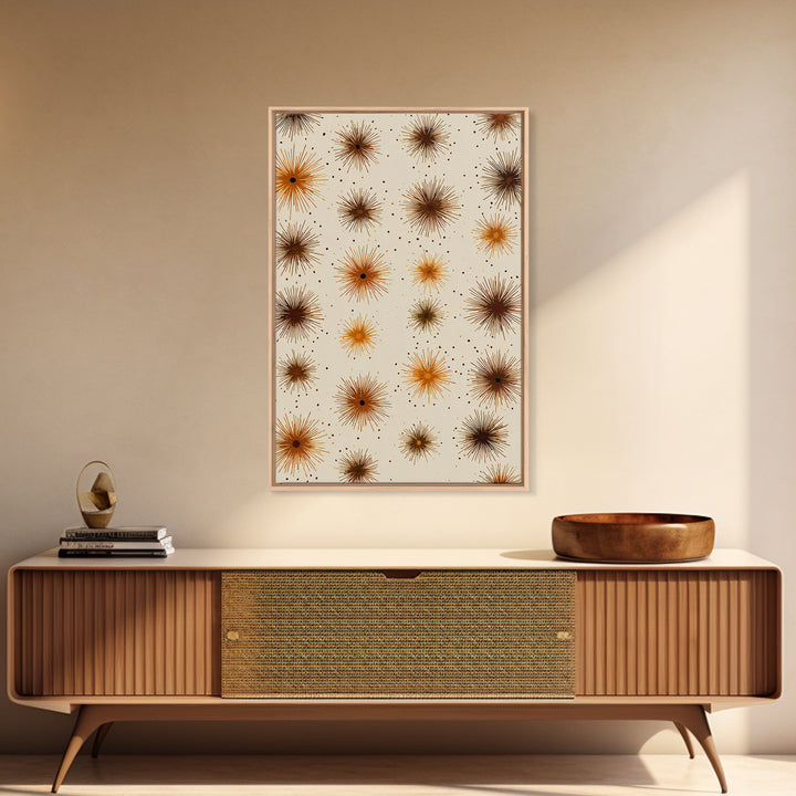 Burnt Orange Brown Atomic Starburst Wall Art, Midcentury Modern Art, Retro Abstract Print, Earth Tone MCM Wall Decor Gift