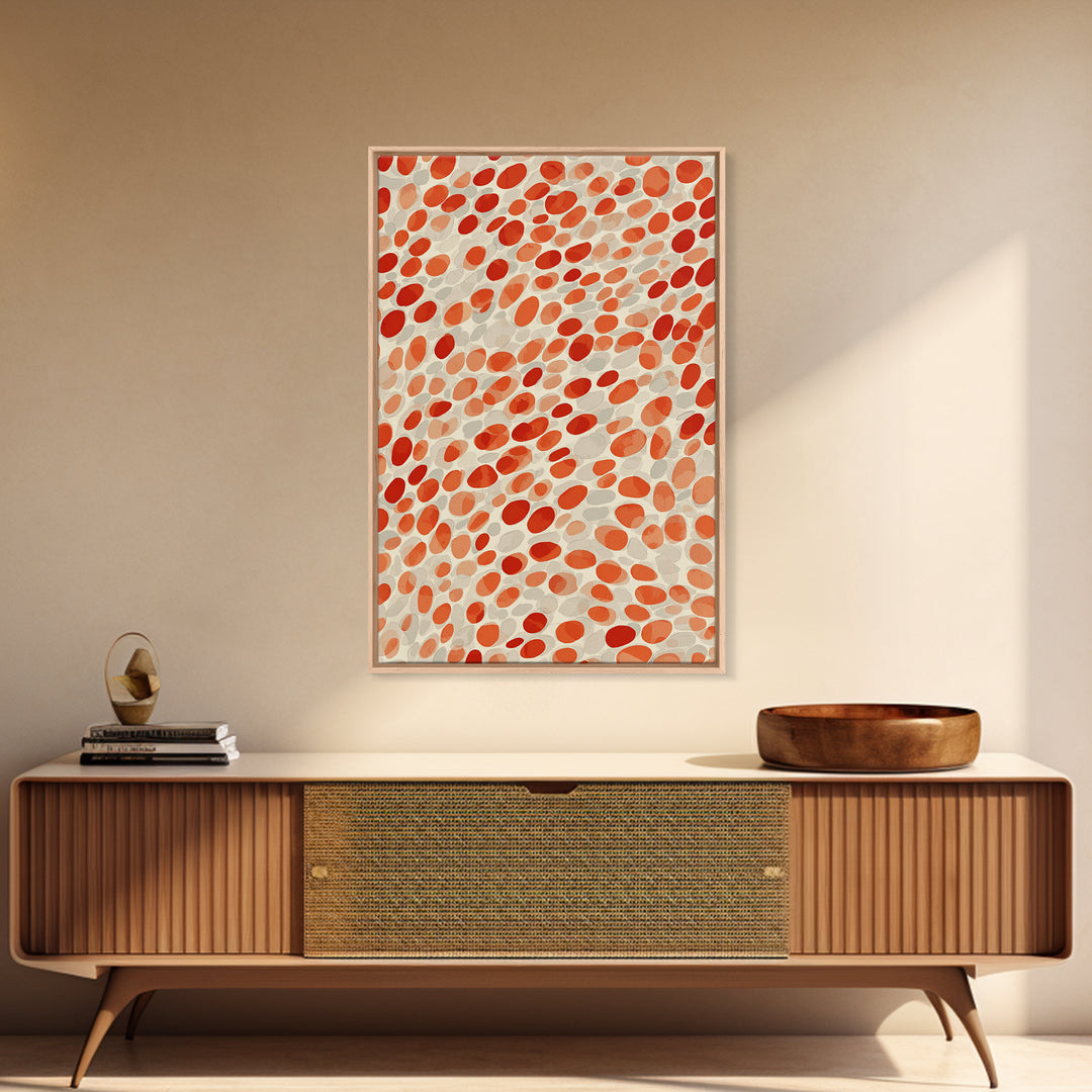 Orange Red Pebble Pattern Wall Art, Midcentury Modern Print, Retro Abstract Decor, Warm Geometric Art For Kitchen Decor Gift