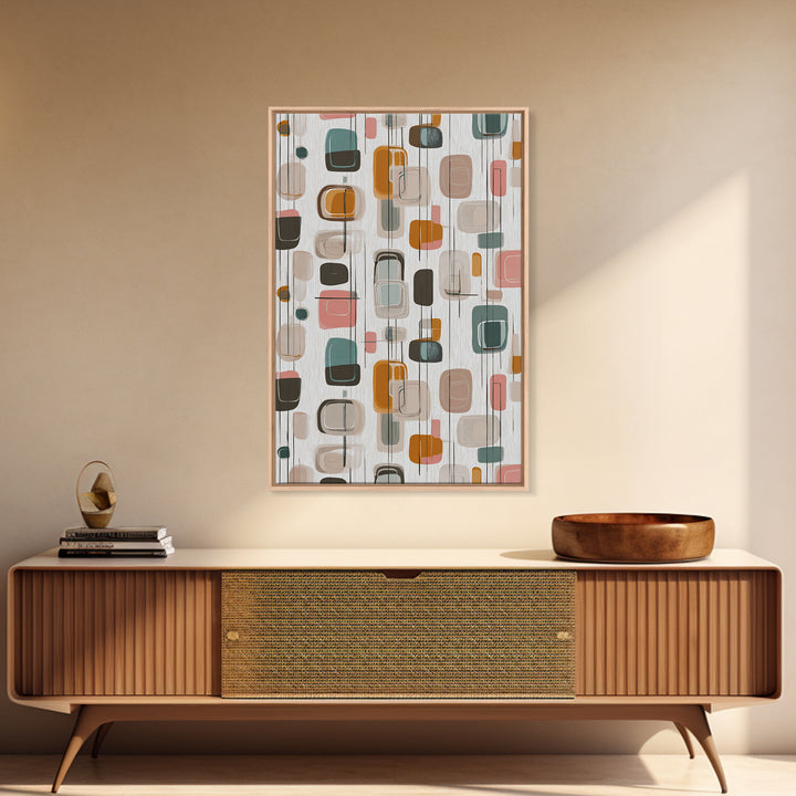 Muted Rounded Rectangle Pattern Wall Art, Midcentury Modern Abstract Poster, Scandinavian Decor, Geometric Home Art Print