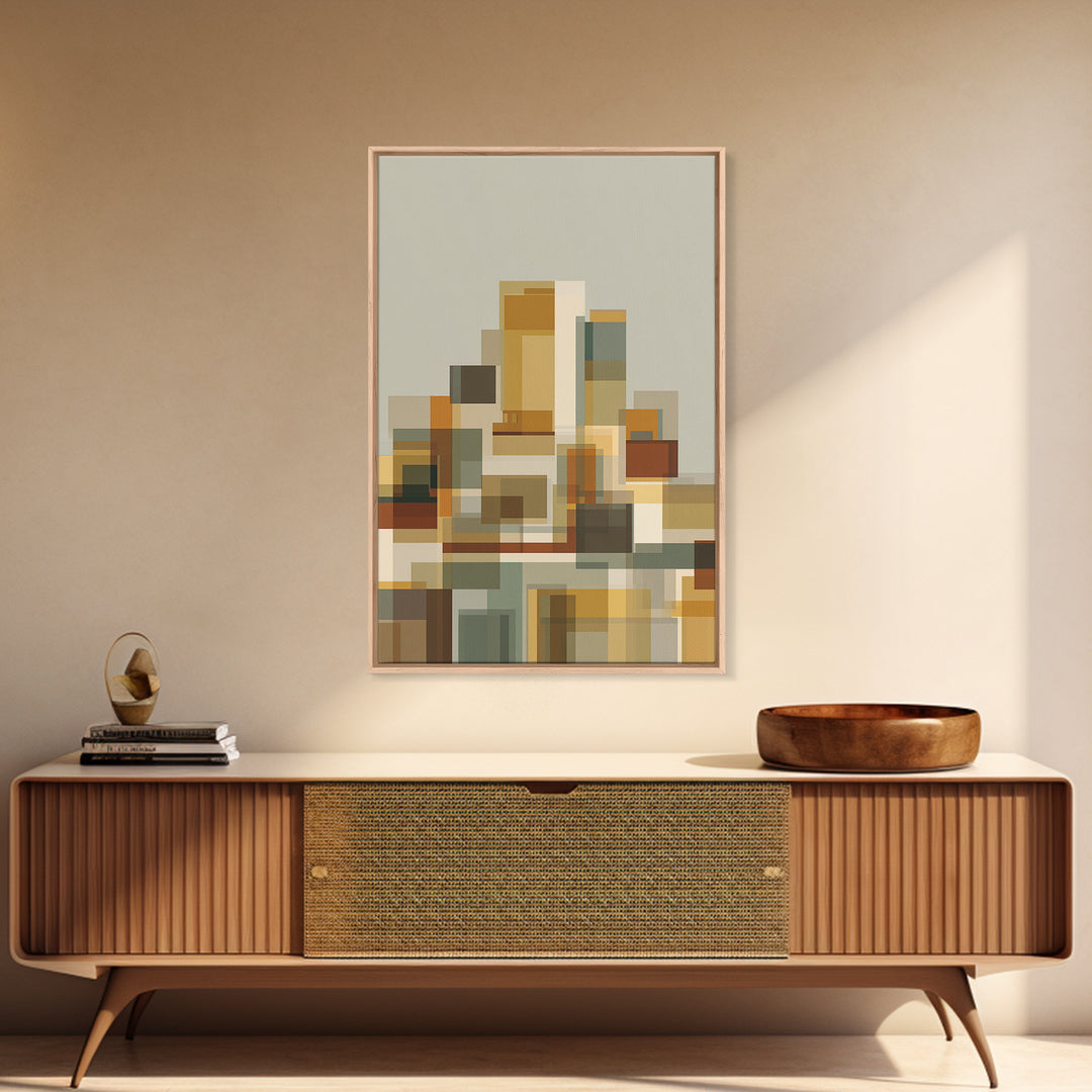 Minimal Geometric Blocks Wall Art, Midcentury Modern Art Print, Abstract Neutral Poster, Bauhaus Inspired Home Decor, Gift