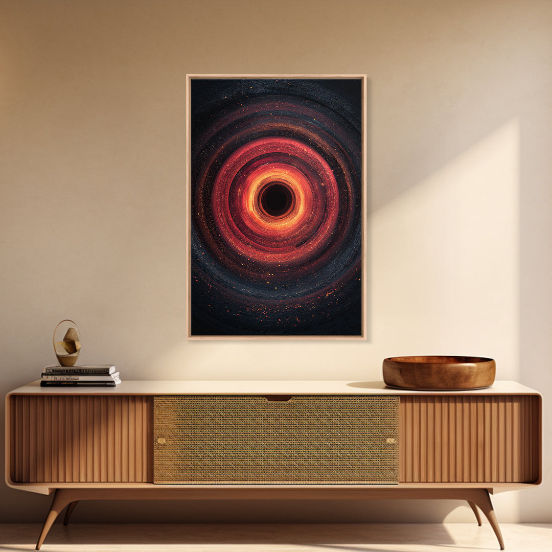 Fiery Black Hole Vortex Wall Art, Red Orange Cosmic Abstract, Space Poster, Modern Art Print, Statement Wall Decor, Home Office Art