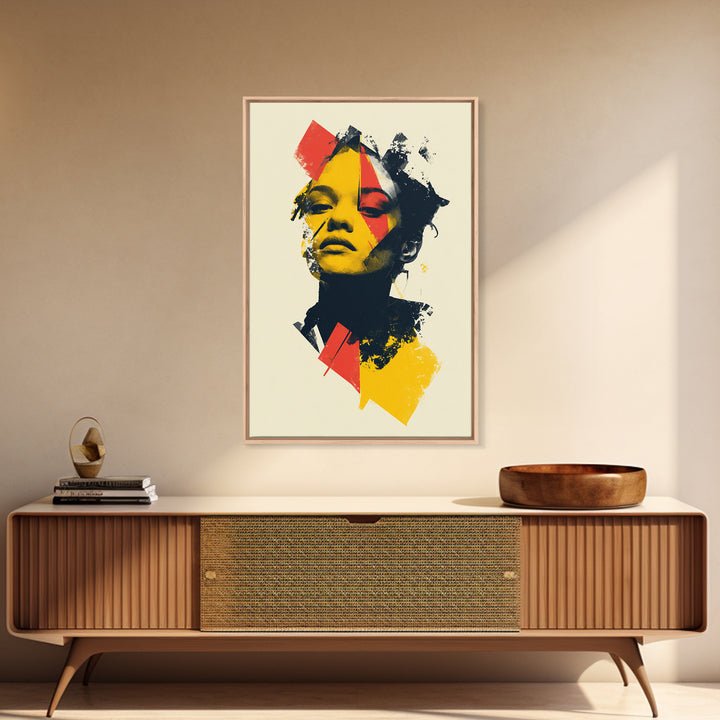 Yellow Red Abstract Woman Portrait Wall Art, Modern Pop Art Print, Bold Graphic Poster, Contemporary Decor For Living Room Bedroom
