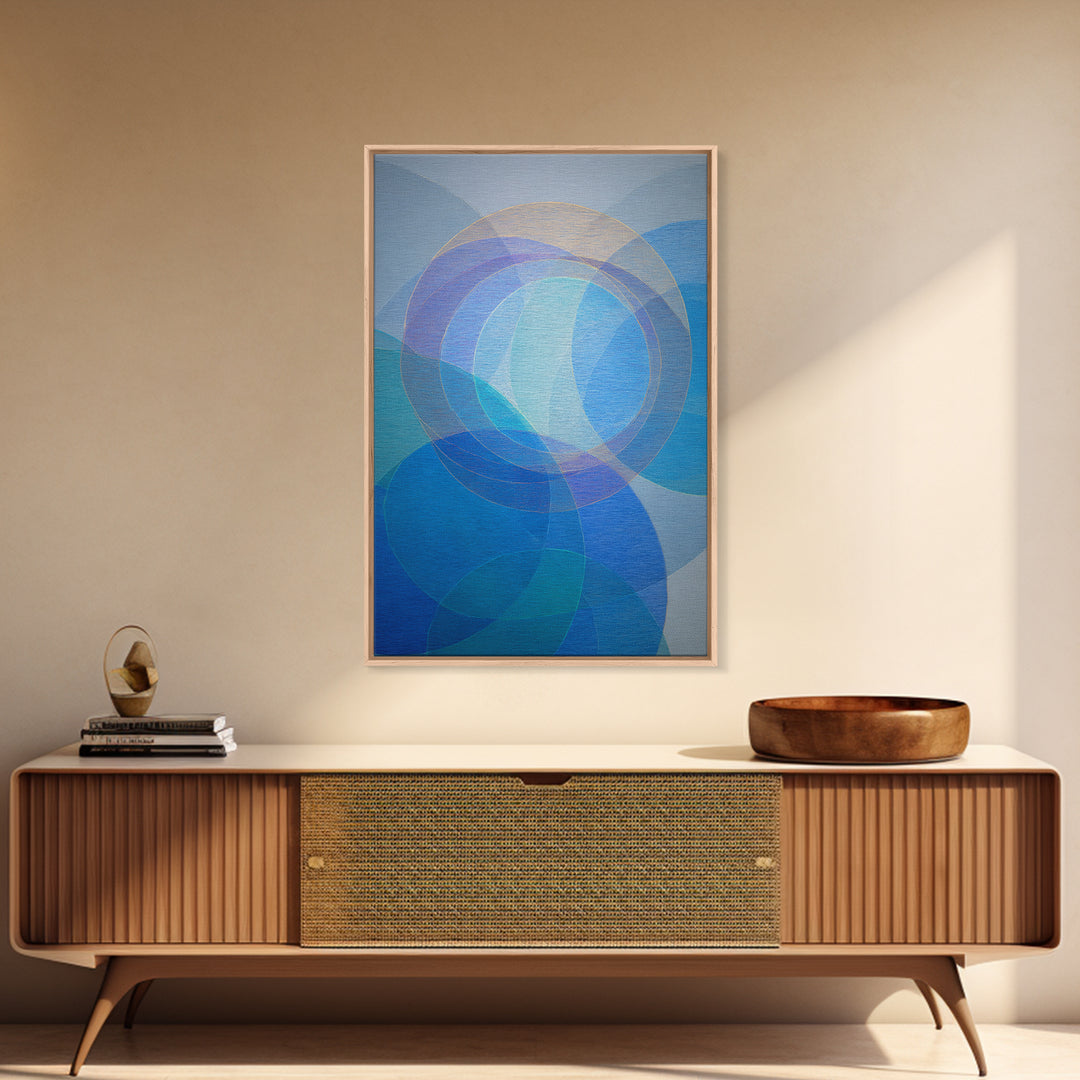 Blue Overlapping Circle Study, Wall Art, Midcentury Modern Abstract, Geometric Art Print, Scandinavian Bedroom Decor Poster