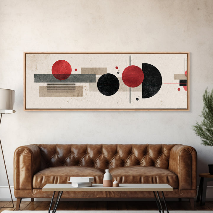Red Black Geometric Abstract Wall Art, Midcentury Modern Art, Bauhaus Poster, Colorblock Art, Modern Wall Decor, Living Room Print