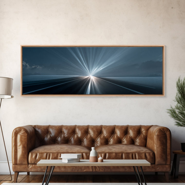 Moody Blue Ocean Road Canvas Print, Modern Art Print, Coastal Wall Art, Minimalist Office Decor, Framed Seascape Poster Gift