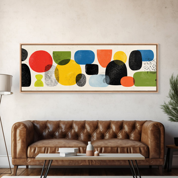 Colorful Rounded Shape Wall Art, Playful Midcentury Modern Abstract Poster, Retro Geometric Decor, Large MCM Print Gift Idea