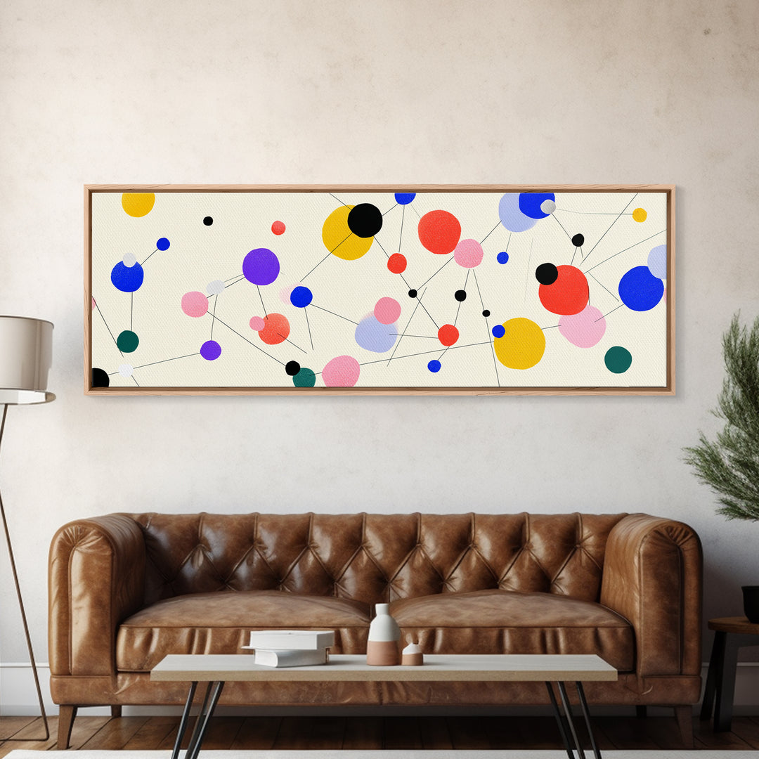Colorful Atomic Dots And Connected Lines Wall Art, Midcentury Modern Art, Geometric Abstract Print, Retro Modern Decor Poster