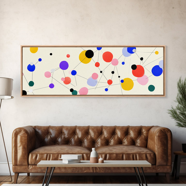 Colorful Atomic Dots And Connected Lines Wall Art, Midcentury Modern Art, Geometric Abstract Print, Retro Modern Decor Poster