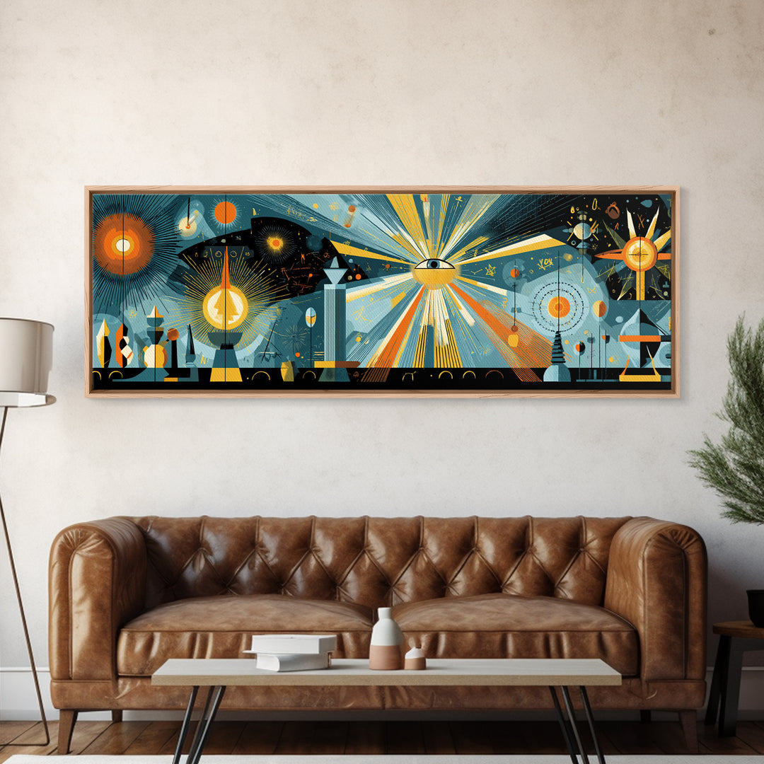 Cosmic Eye With Starburst Rays Wall Art, Spiritual Modern Abstract Art, Midcentury Atomic Poster, Space Retro Decor, Office Wall Decor