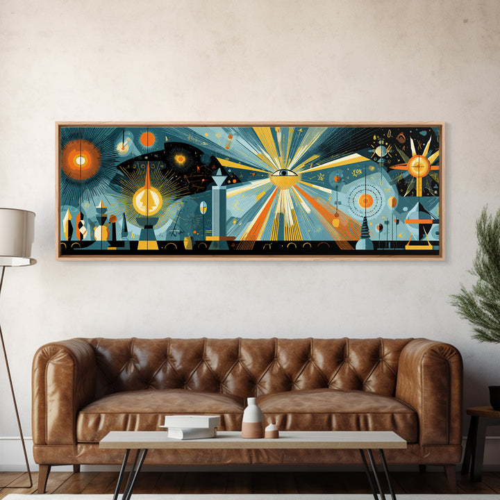 Cosmic Eye With Starburst Rays Wall Art, Spiritual Modern Abstract Art, Midcentury Atomic Poster, Space Retro Decor, Office Wall Decor