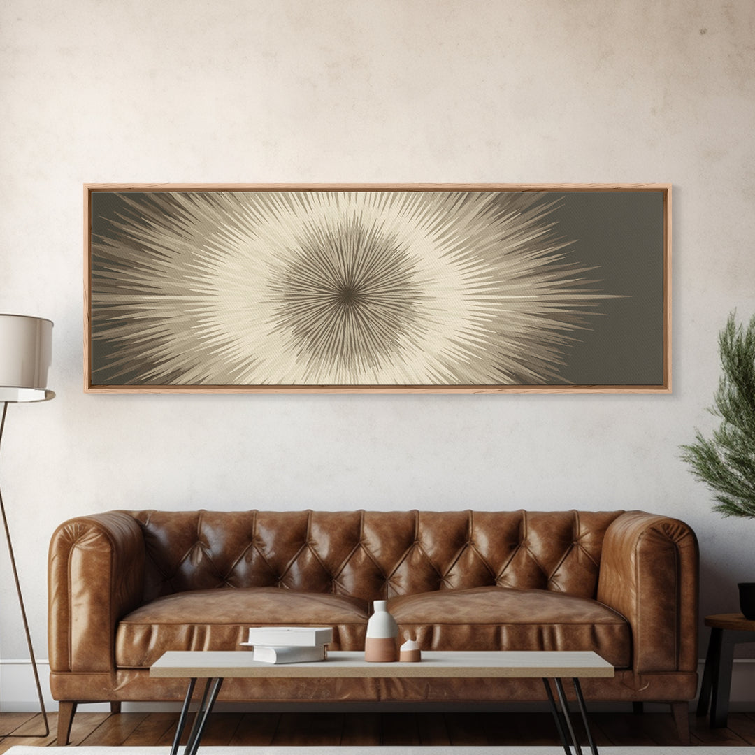 Neutral Radiating Starburst Abstract Wall Art, Minimalist Modern Decor, Geometric Art Print, Beige Midcentury Poster, Statement Wall Decor