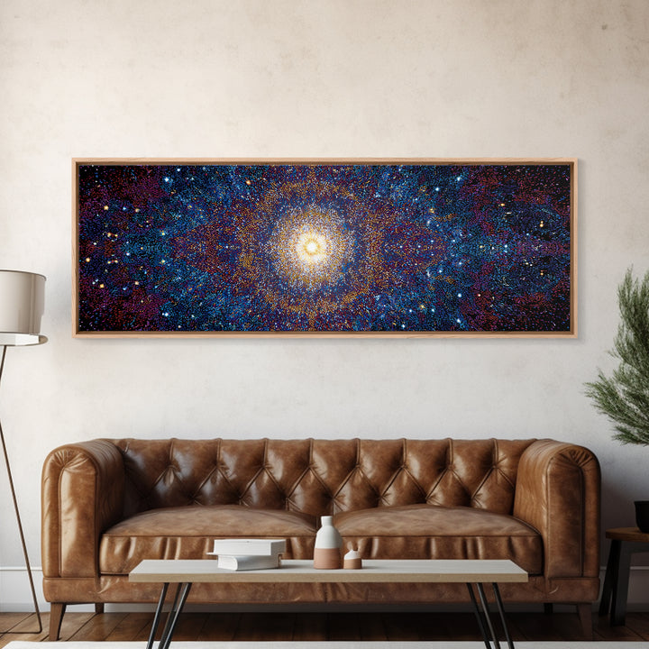 Glowing Galaxy Star Cluster Canvas Print, Cosmic Abstract Wall Art, Modern Space Decor, Blue Orange Statement Print Gift