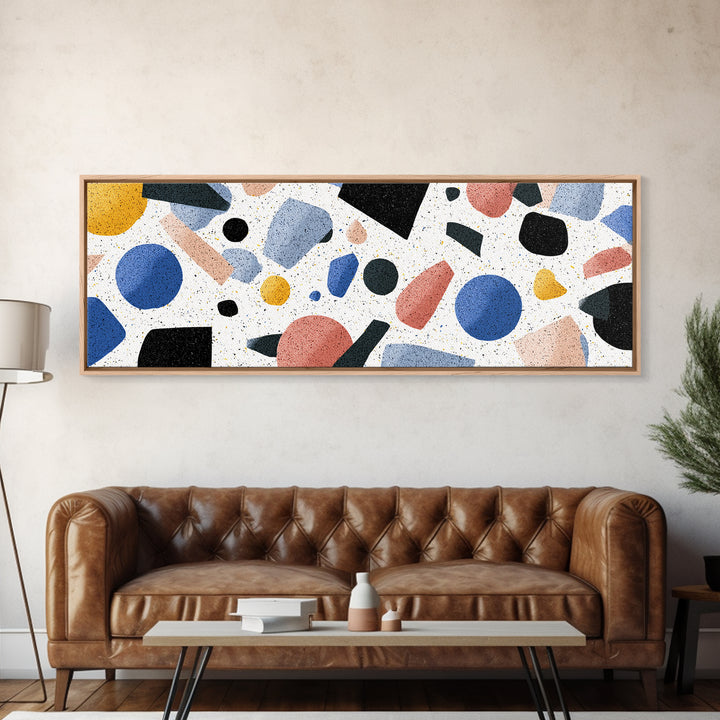 Pastel Memphis Shape Canvas Print, Mid Century Modern Decor, Colorful Abstract Wall Art, Retro Geometric Poster, MCM Art