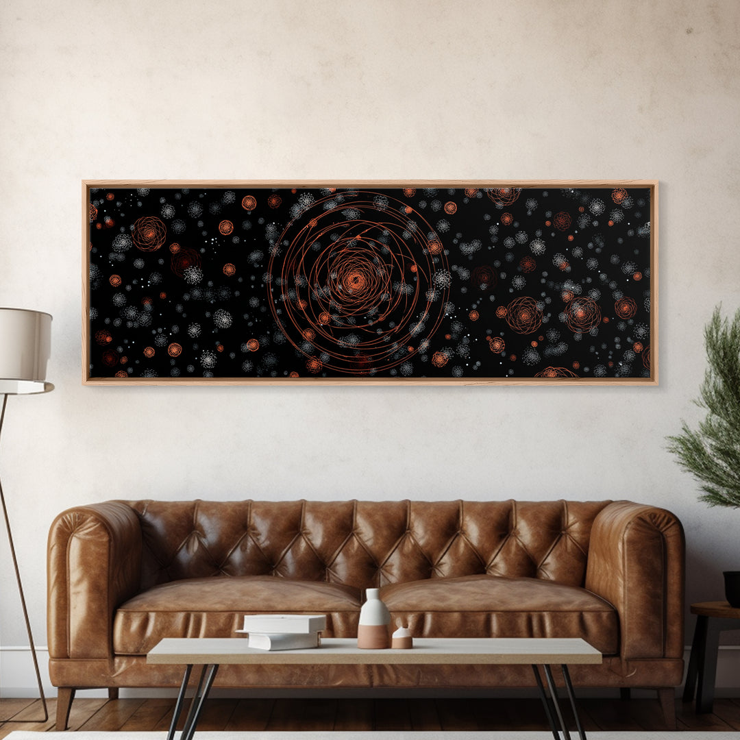 Copper Atomic Spiral Pattern Wall Art, Mid Century Modern Abstract Print, Retro Space Decor, MCM Living Room Poster, Home Decor