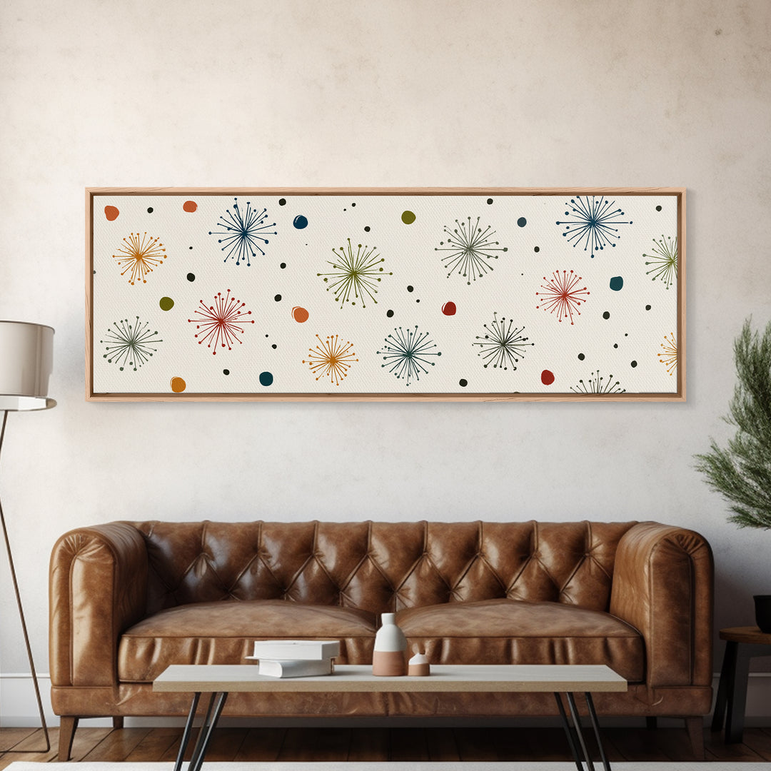 Minimal Atomic Starburst Wall Art, Mid Century Modern Print, Retro Geometric Pattern Poster, Cream MCM Home Decor Artwork