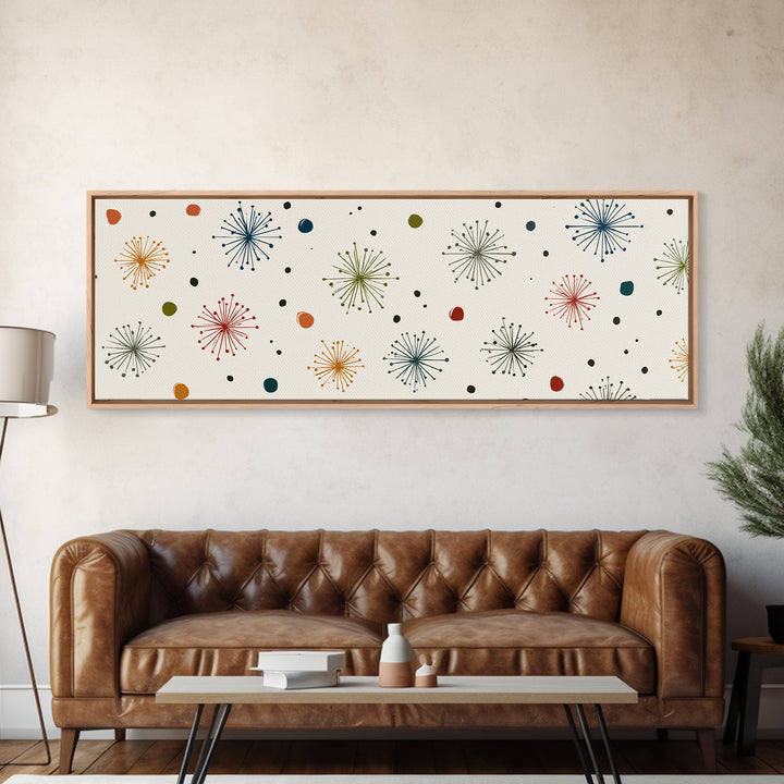 Minimal Atomic Starburst Wall Art, Mid Century Modern Print, Retro Geometric Pattern Poster, Cream MCM Home Decor Artwork