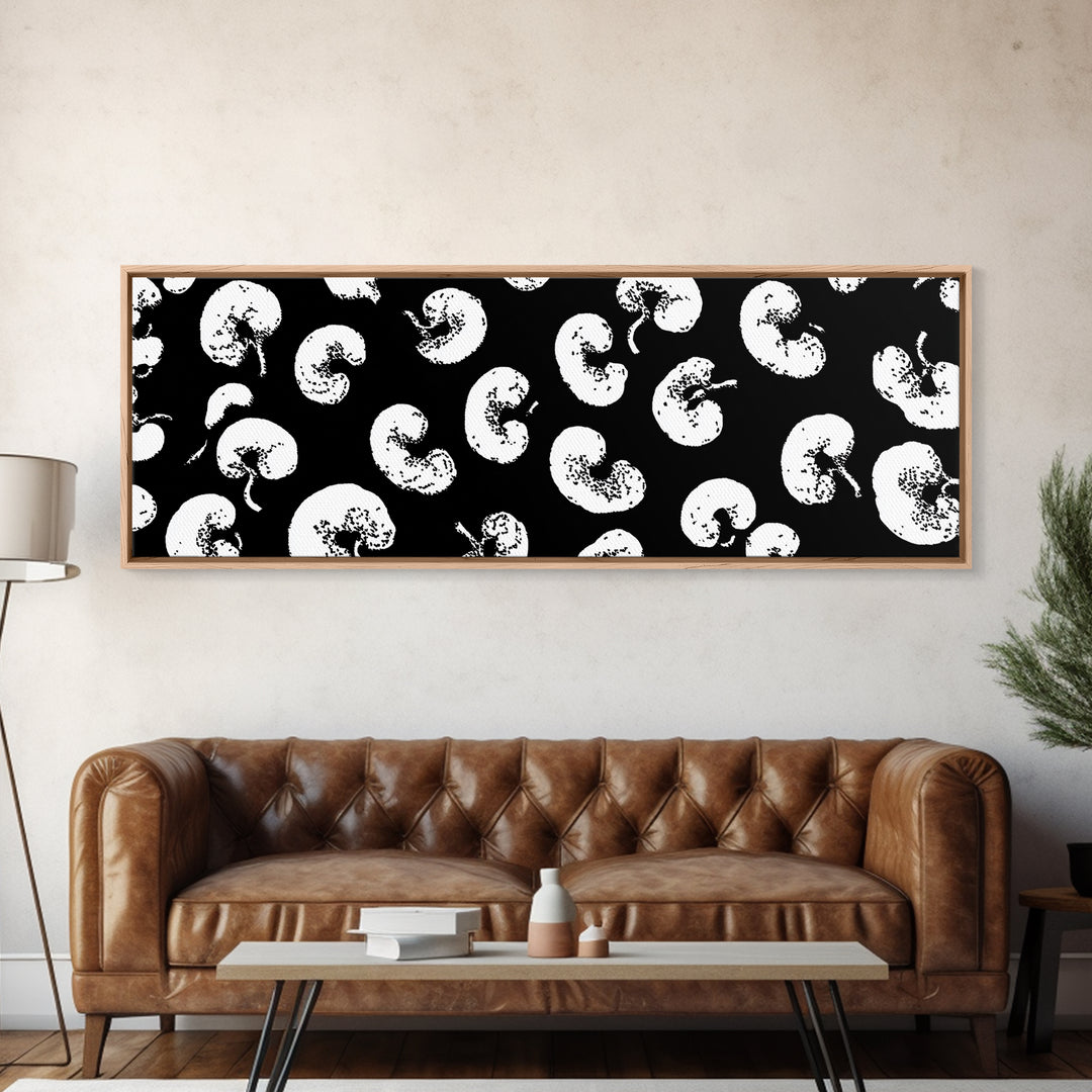Black White Amoeba Pattern Canvas Print, Midcentury Modern Abstract Wall Decor, Monochrome Retro Op Art For Gallery Wall