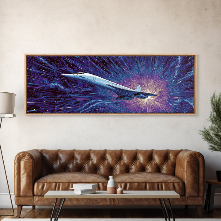 Supersonic Jet Starburst Wall Art, Midcentury Modern Space Poster, Retro Sci Fi Canvas Print, Aviation Wall Decor Gift For Him