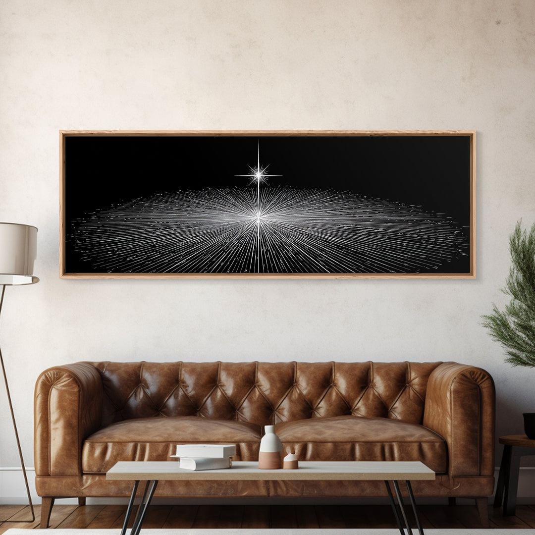 Black And White Radiant Grid Horizon Canvas Print, Minimalist Wall Art, Op Art Poster, Modern Geometric Office Decor Gift