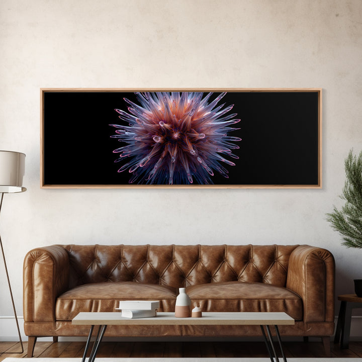 Purple Glass Sea Urchin Starburst Wall Art, Modern Abstract Art Print, Space Abstract Art, Vibrant Retro Decor, Bedroom Art