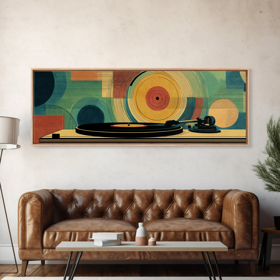 Midcentury Turntable Music Wall Art, Retro Vinyl Record Poster, Modern Art Print, Atomic MCM Decor For Living Room Decor Gift