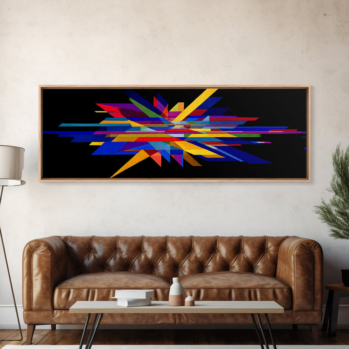 Black Geometric Shard Canvas Print, Colorful Abstract Poster, Midcentury Modern Wall Art, Bauhaus MCM Modern Home Office Decor
