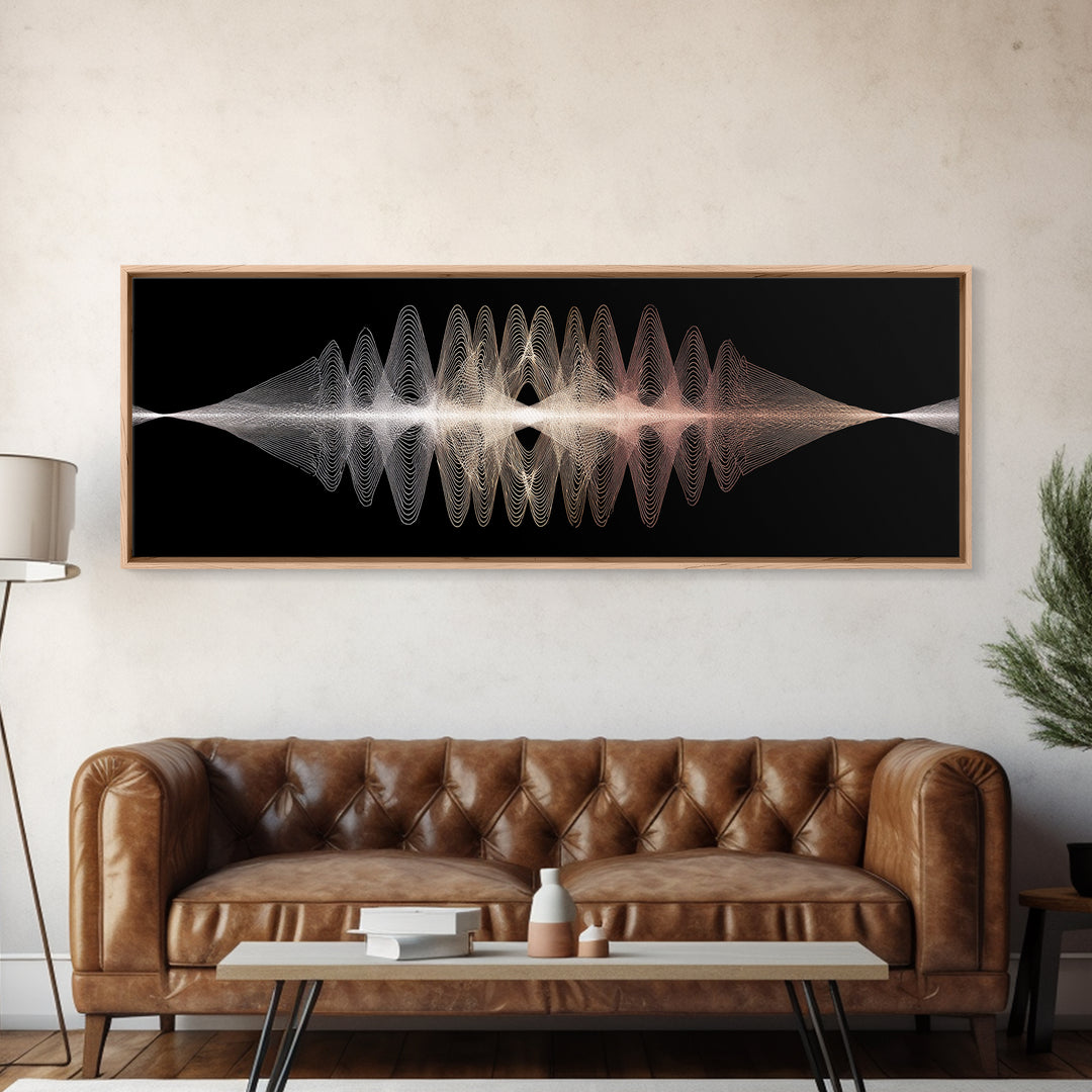 Minimal Monochrome Waveform Canvas Print, Midcentury Modern Wall Art, Abstract Line Poster, Neutral Geometric Home Decor