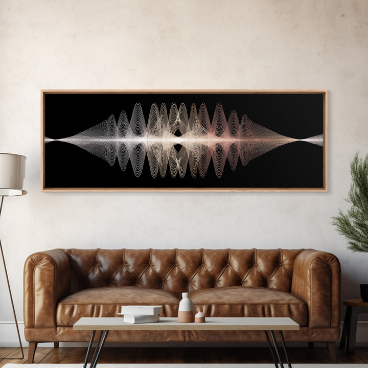 Minimal Monochrome Waveform Canvas Print, Midcentury Modern Wall Art, Abstract Line Poster, Neutral Geometric Home Decor