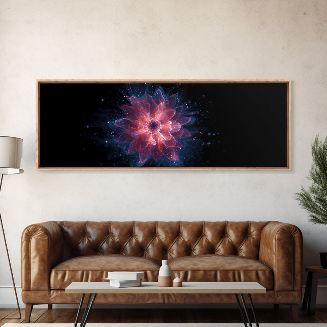 Glowing Pink Cosmic Blossom Wall Art, Modern Abstract Art, Digital Art Print, Space Abstract Art, Trendy Bedroom Wall Decor