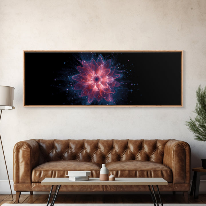 Glowing Pink Cosmic Blossom Wall Art, Modern Abstract Art, Digital Art Print, Space Abstract Art, Trendy Bedroom Wall Decor
