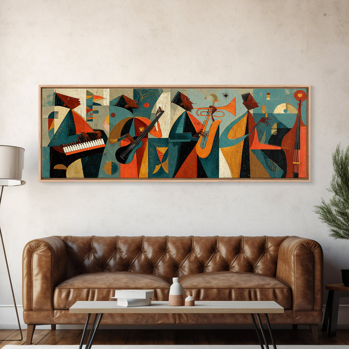 Colorful Midcentury Jazz Band Canvas Print, Retro Wall Art, Atomic Music Poster, Modern MCM Gallery Wall Living Room Decor