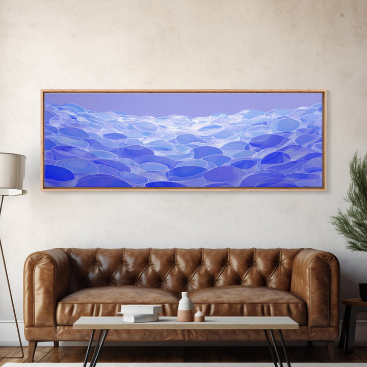 Blue Translucent Pebble Waves Canvas Print, Modern Abstract Art, Midcentury Wall Art, Office Decor, Living Room Decor, Blue Art