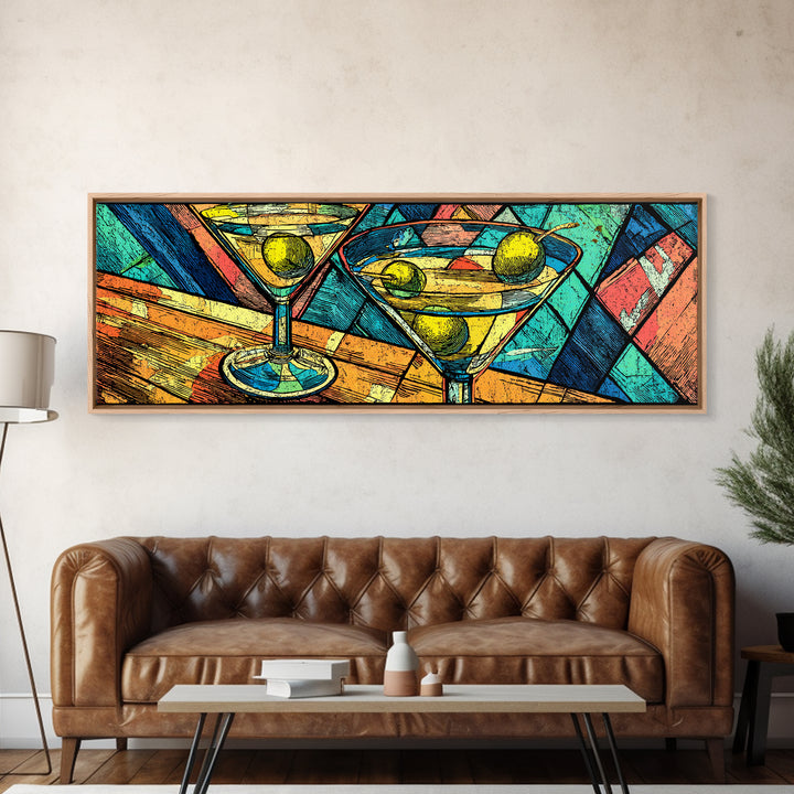 Vibrant Martini Glass Cocktail Wall Art, Retro Bar Cart Print, Colorful Pop Art, Kitchen Decor, Midcentury Modern Poster