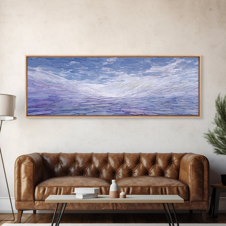 Icy Blue Reflective Ripple Landscape Canvas Print, Modern Abstract Art, Blue Wall Art, Scandinavian Modern, Home Office Decor