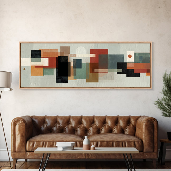 Muted Geometric Blocks Wall Art, Midcentury Modern Abstract Art, Office Wall Decor, Bauhaus Poster, Minimalist Home Decor