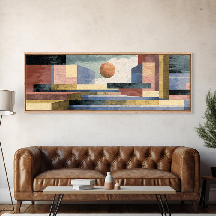 Abstract Sunlit Architecture Canvas Print, Midcentury Modern Art, Coastal Wall Decor, Geometric Poster, Living Room Decor