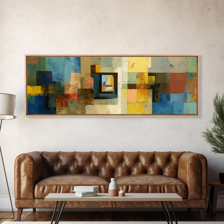 Earthy Abstract Doorway Canvas Print, Midcentury Modern Art, Rustic Office Wall Decor, Geometric Artwork, Home Decor, Living Room Art