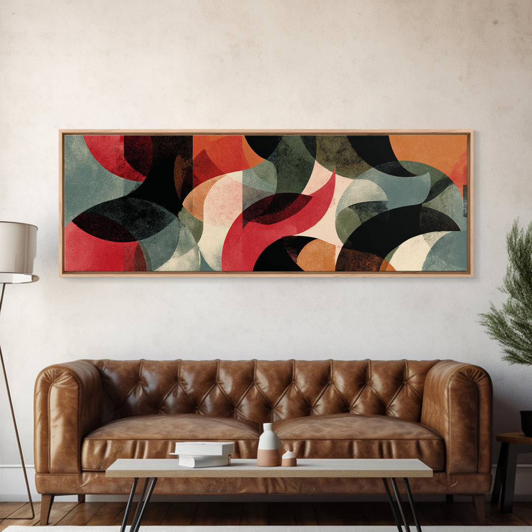Bold Organic Shapes Canvas Print, Midcentury Modern Abstract Art, Red Black Wall Decor, Geometric Poster, Statement MCM Art