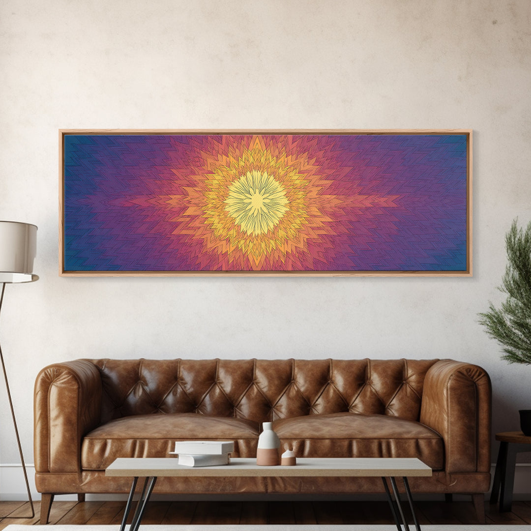 Radiant Yellow Purple Sunburst Poster Wall Art, Midcentury Modern, Geometric Art Print, Abstract Wall Art, Colorful Home Decor