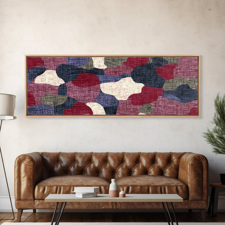 Rose Navy Woven Abstract Wall Art, Midcentury Modern Decor, Organic Pattern Print For Bedroom, Office, And Living Room Decor