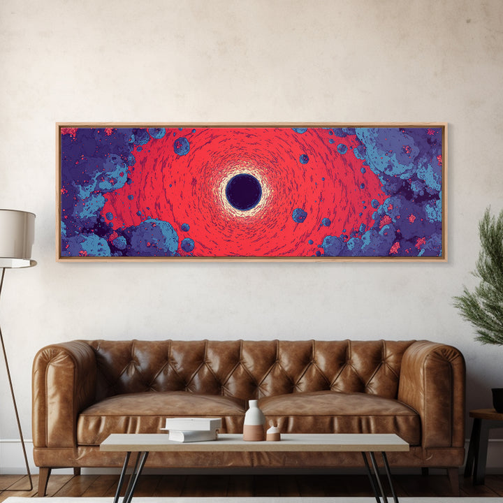 Vivid Red Black Hole Wall Art, Psychedelic Space Abstract Print, Cosmic Retro Poster, Modern Sci Fi Decor For Living Room