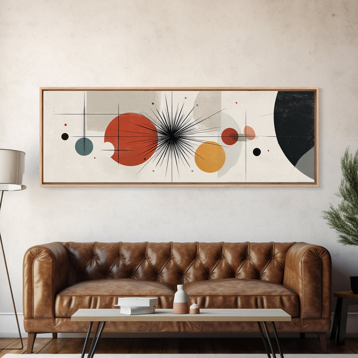 Earth Tone Planetary Circles Wall Art, Midcentury Modern Abstract Print, Atomic Geometric Decor, Neutral MCM Poster Gift