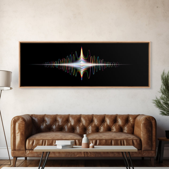 Prismatic Light Waveform Wall Art, Modern Digital Art Print, Abstract Sound Wave Poster, Futuristic Home Office Wall Decor