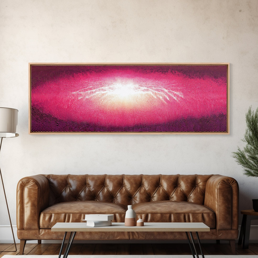 Pink Radiant Wave Field Canvas Print, Bright Abstract Wall Art, Modern Digital Art Poster, Girly Maximalist Bedroom Decor