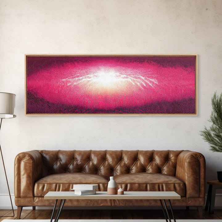 Pink Radiant Wave Field Canvas Print, Bright Abstract Wall Art, Modern Digital Art Poster, Girly Maximalist Bedroom Decor