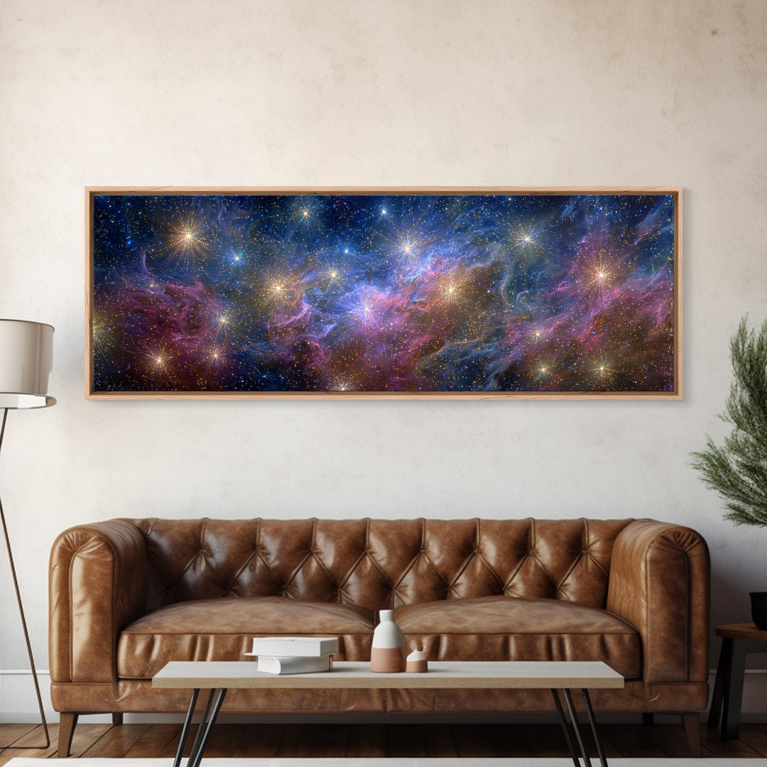 Cosmic Nebula Starfield Wall Art, Colorful Space Abstract Art Print, Modern Galaxy Poster, Scenic Home Office Decor Gift